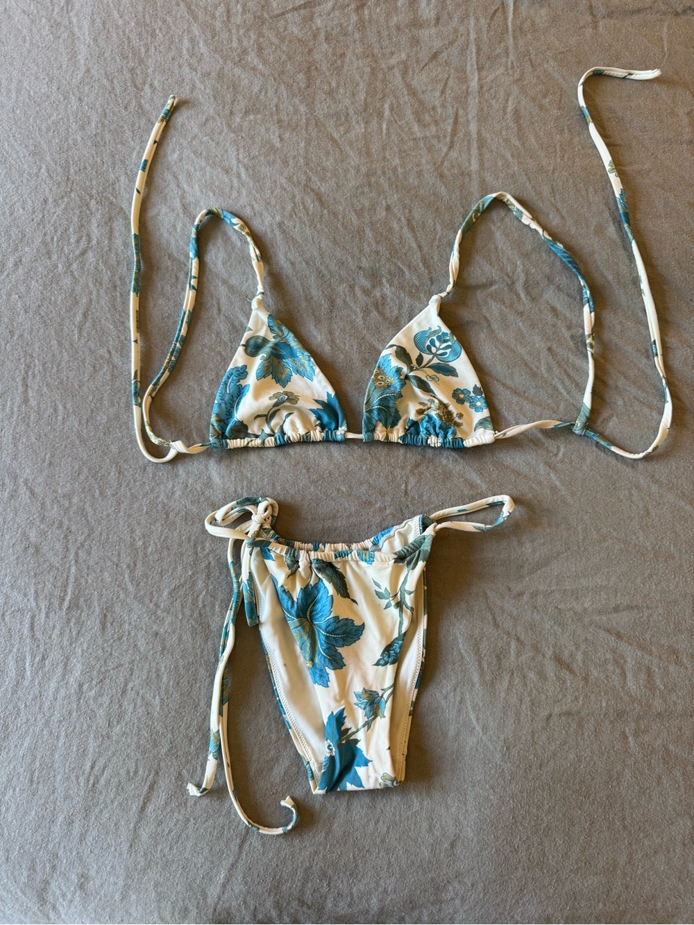 SIR the label Blue Floral White Tie Bikini Set